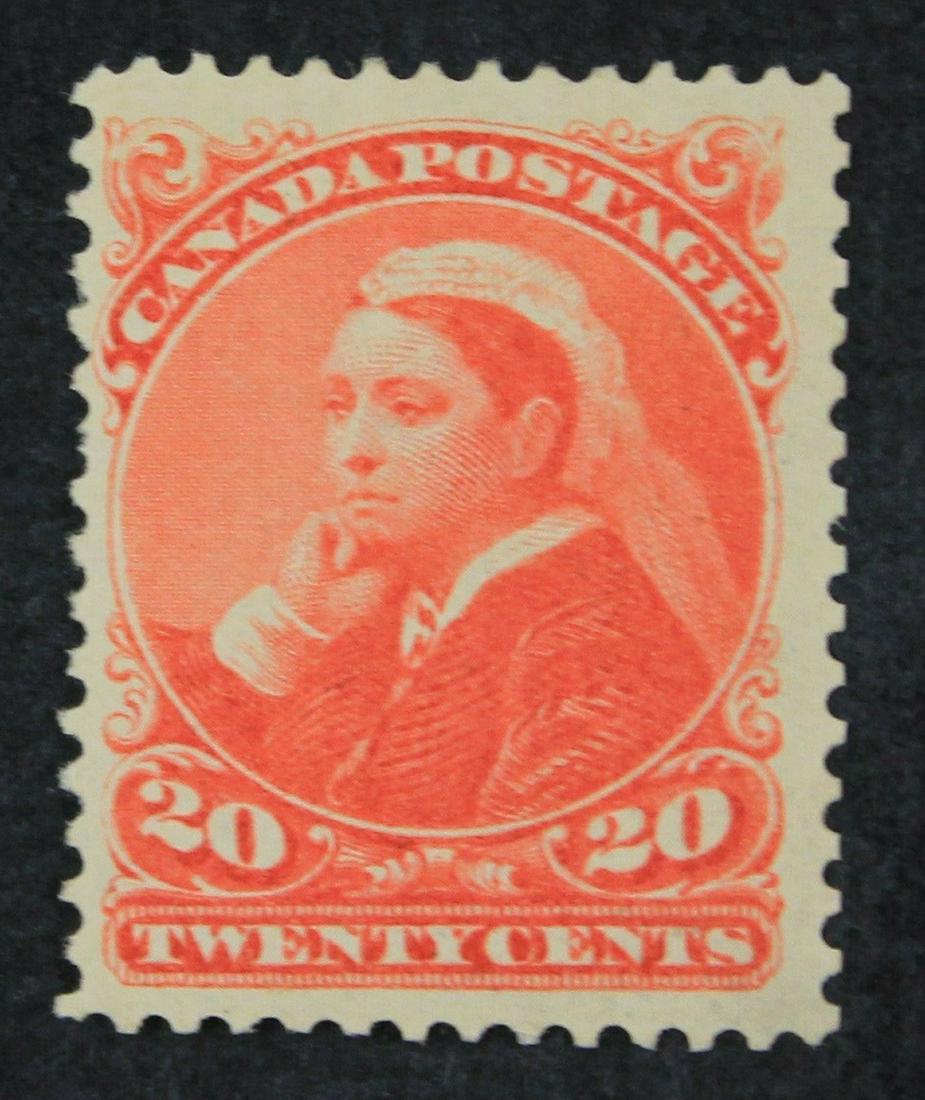 Canada 1893 #46 20 Cent Vermillion VF: Canada 1893 #46 20 Cent Vermillion VF (very fine). A very nicely centred stamp, with original gum, but some disturbance. Unitrade Value = $600.