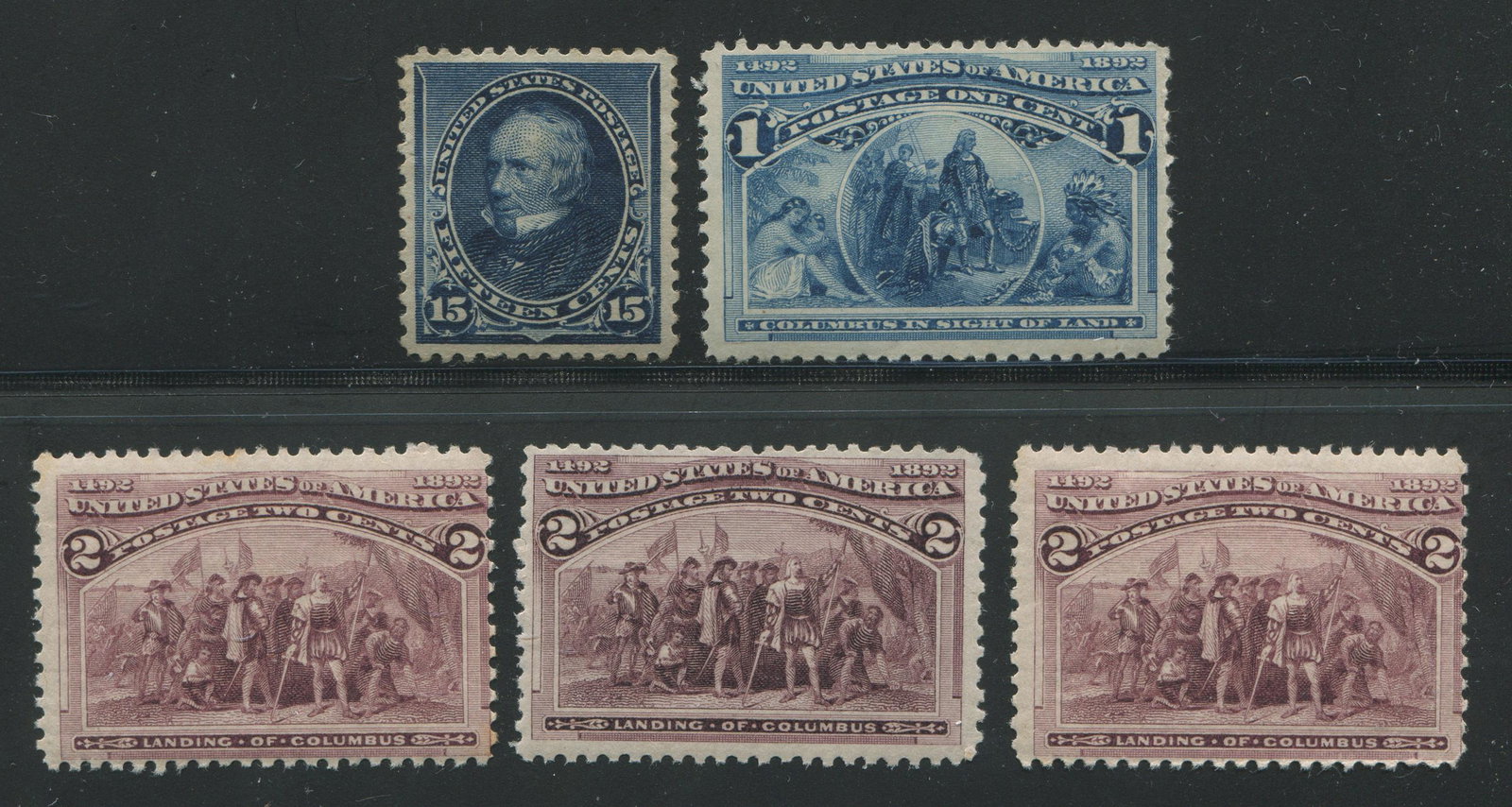 USA 1890-1893 #227, #230-#231: USA 1890-1893 #227, #230-#232. Includes #227 15 cent indigo= $180. #230 1 cent deep blue NH= $32.50. #231 2 cent brown violet NH ($32.50 x 3)= $97.50. Total S/C Value = $310.