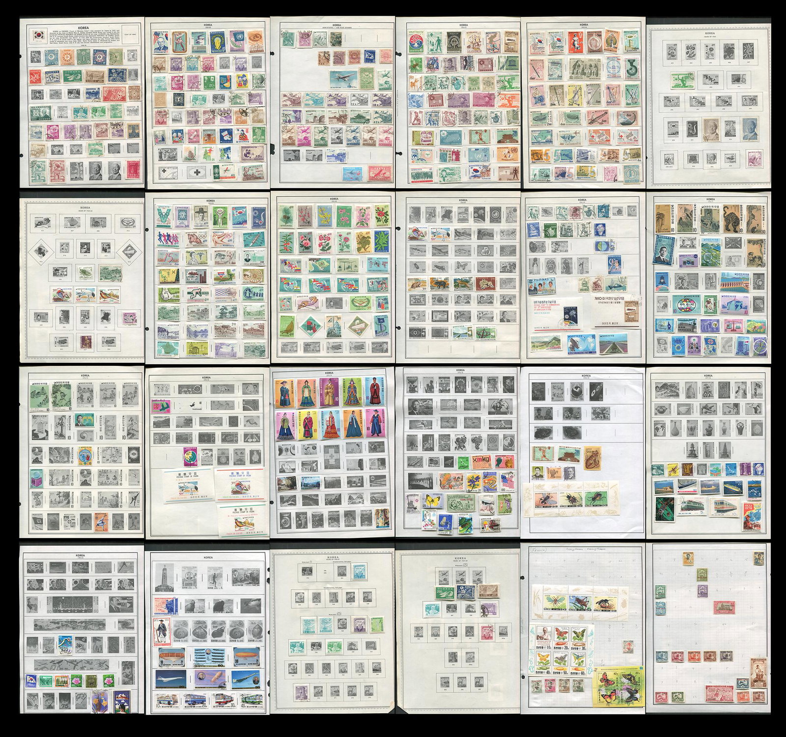 Korea Stamp Collection 1946-: Korea stamp collection from as ealry as 1946. Please see photos.