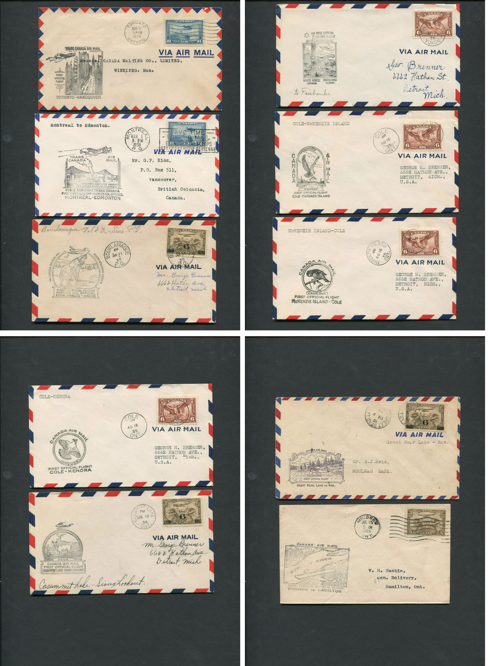 Canada First Flight Covers Collection 1934-46 (1 of 5)