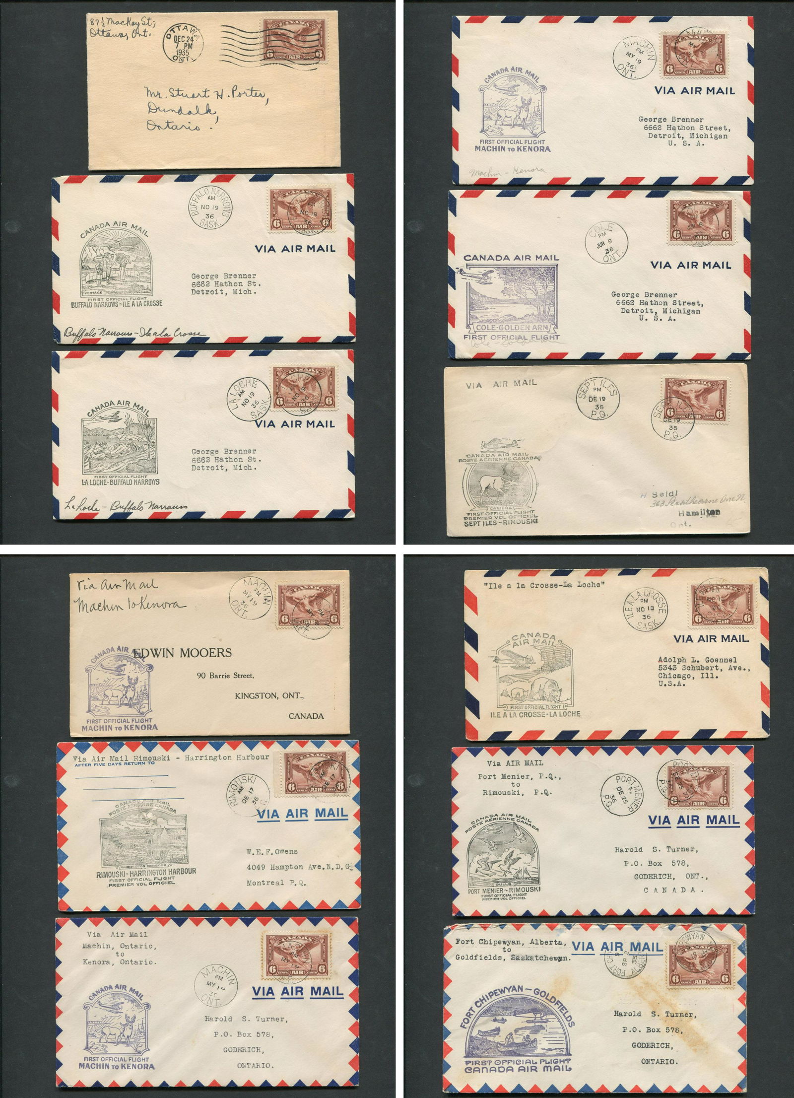 Canada First Flight Covers Collection 1935-36 (1 of 5)
