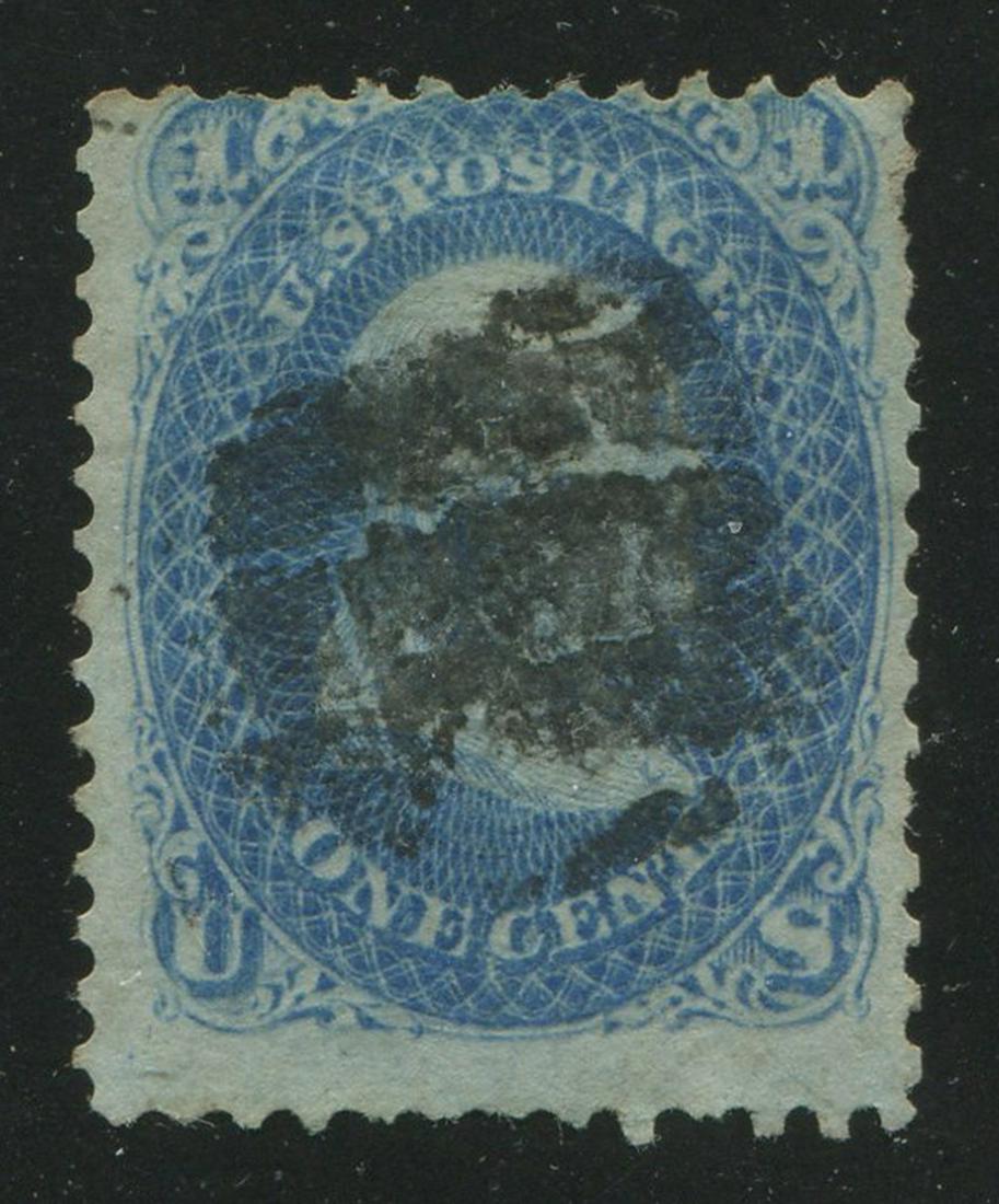 USA 1867 #92 1c Blue F Grill U VG (1 of 2)