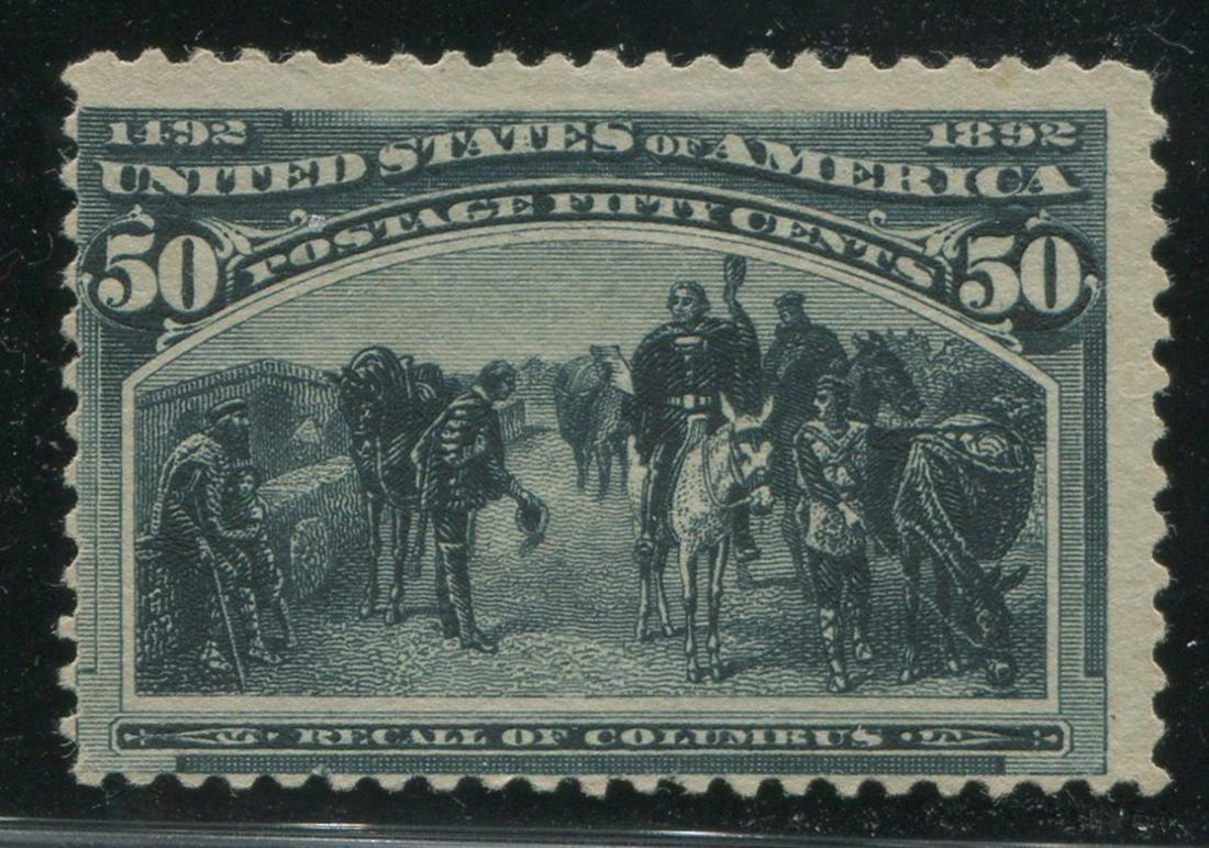 USA 1893 #240 50c Slate Blue VG UN: USA 1893 #240 50c Slate Blue, very good, unused, no gum. Deep rich colour, fantastic eye appeal for the issue.