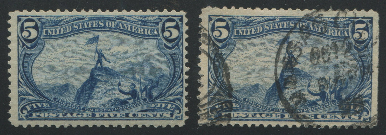 USA 1898 #288 5 Cent Dull Blue: USA 1898 #288 5 Cent Dull Blue. #288 5 cent dull blue NH= $275. #288 5 cent dull blue H= $25. Total S/C Value = $300.