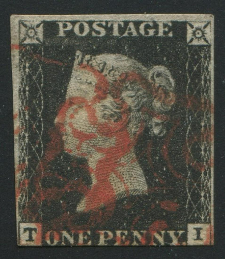 Great Britain 1840  #1 1 Penny Black Imperf WMK 18 (1 of 2)