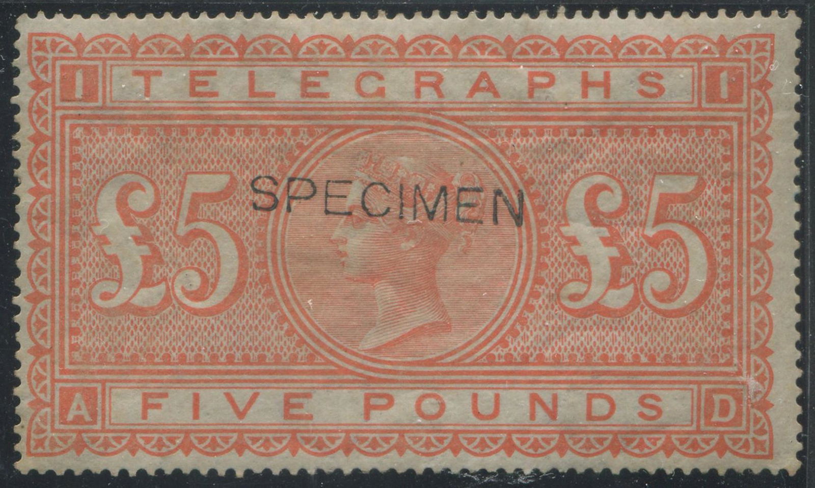 Great Britain 1877 SG #T18 5 Pound Orange Specimen F UN (1 of 3)