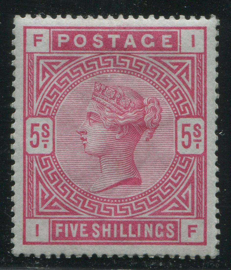 Great Britain 1884 #108a 5sh Car Rose Blued Paper VF (1 of 3)