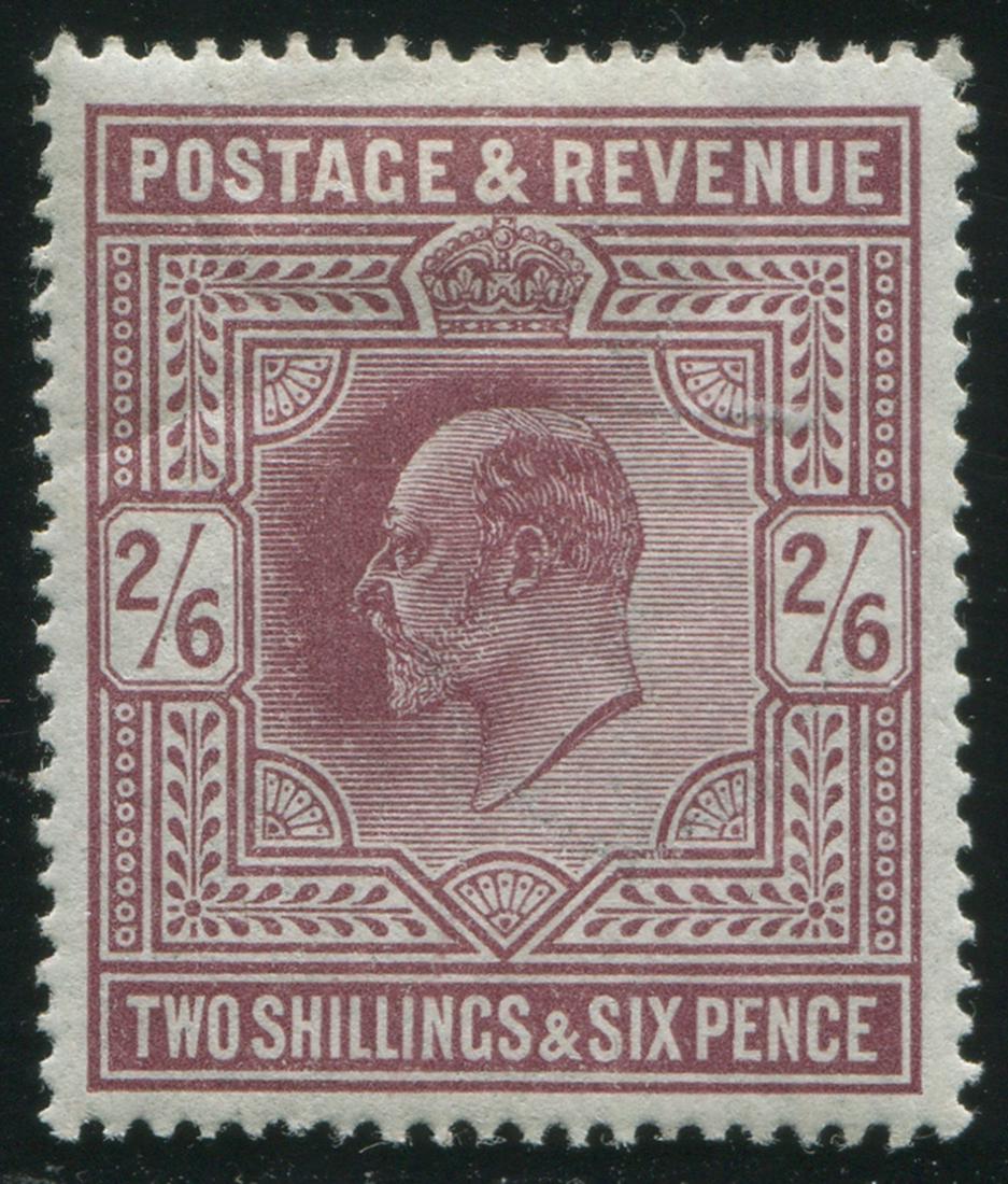 Great Britain 1902-11 #139 2sh 6p VF MH: Great Britain 1902-11 #139 2sh 6p, very fine, mint hinged. A very small natural gum crease above the '2/6' on the left side, extending 1/2 cm on a 45 degree angle. Not visible from the front at all. T