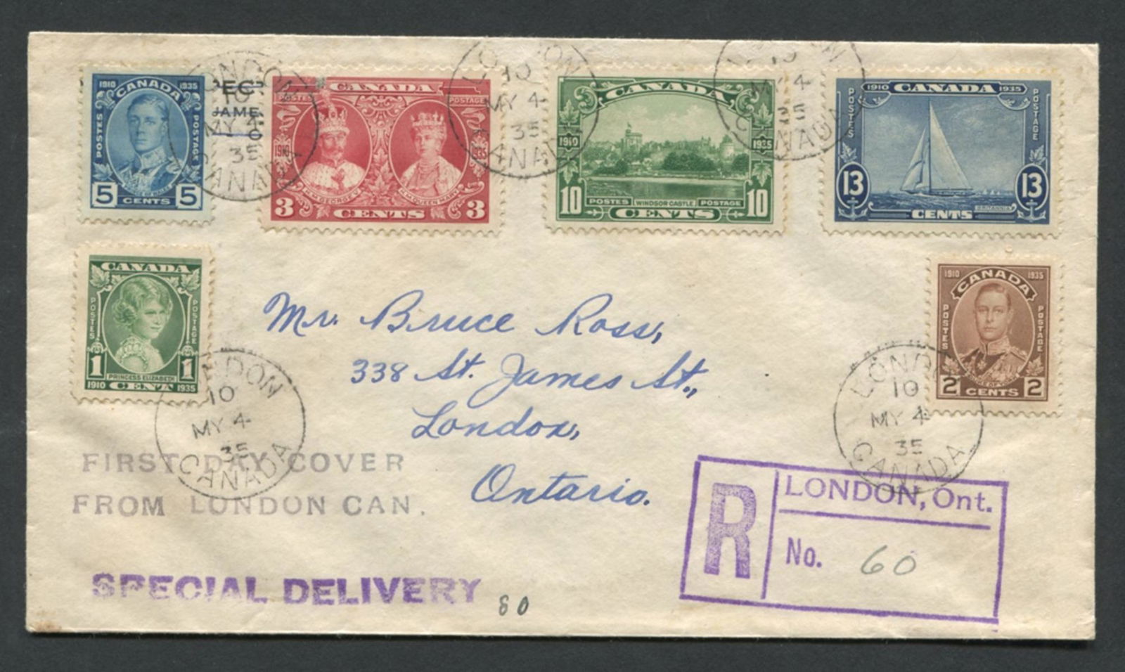 Canada 1935 First Day 6 Stamp Cover (1 of 2)