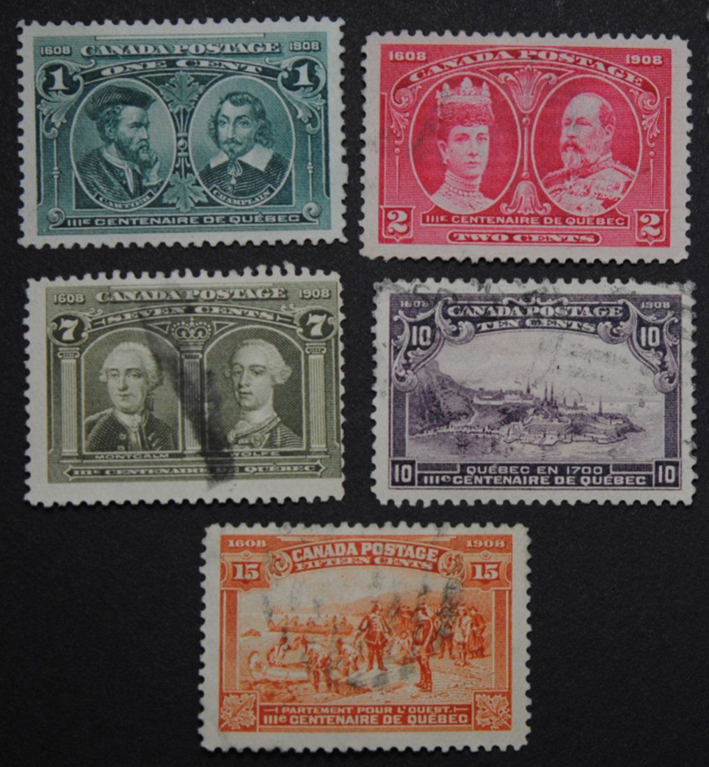 Canada 1908 Quebec Tercentary Issue 5 Stamp Collection (1 of 2)