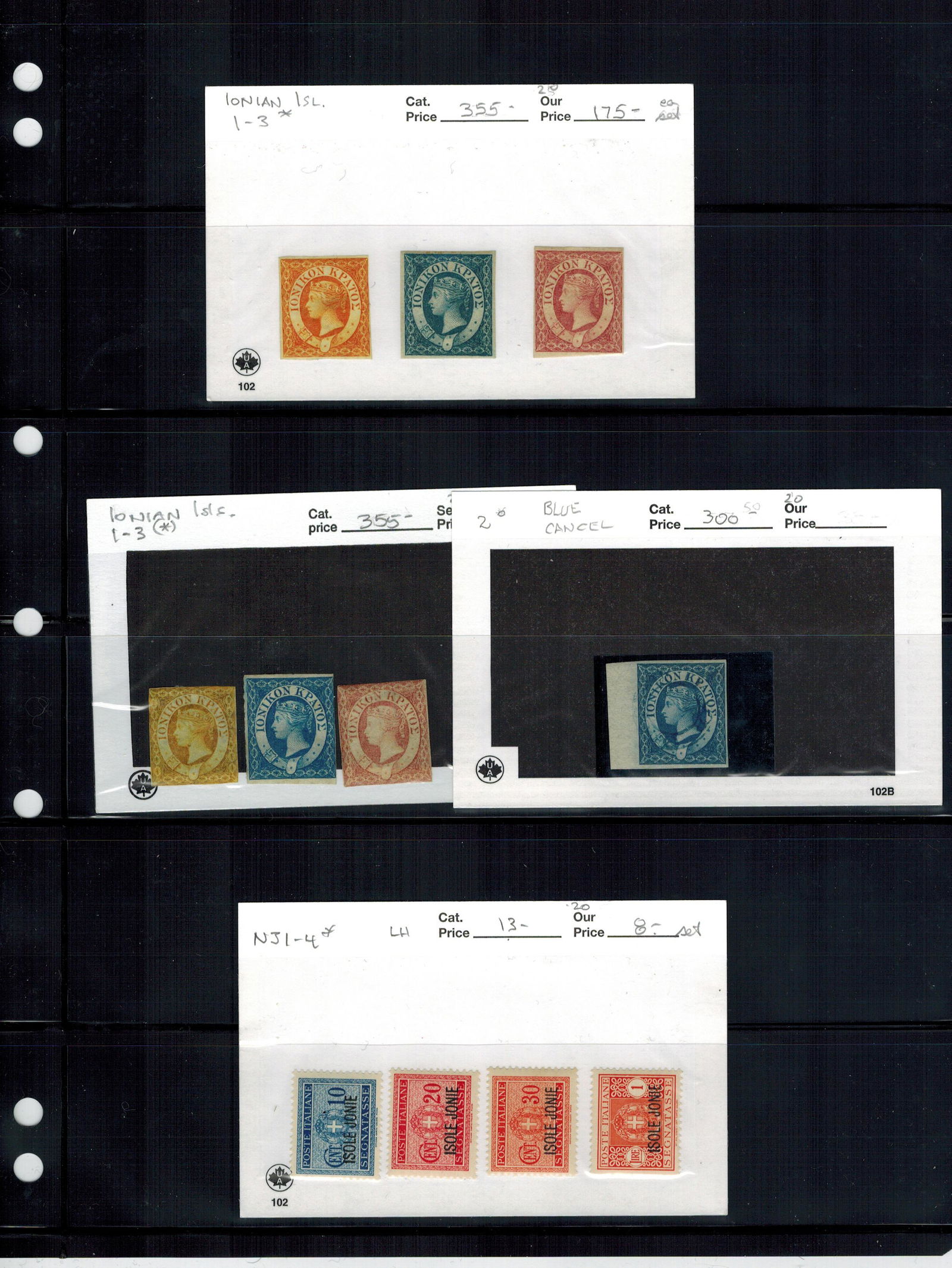 Ionian Islands, 1859-1941, #1 / #NJ4, a MH/MNH group of 11, in 102s (1 of 1)