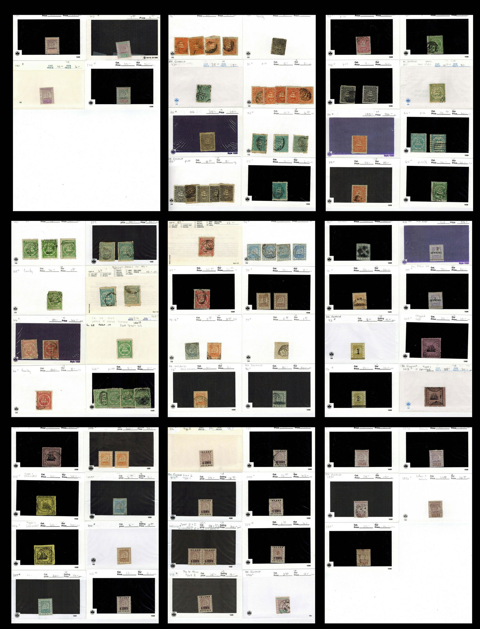 British Guiana 1863-1903, #46 / #144, a mint and used selection in 102s (1 of 10)