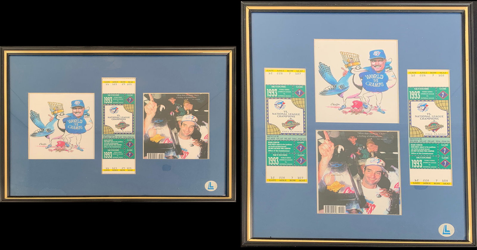 Toronto Blue Jays 1993 Framed Tickets & Caricatures (1 of 3)