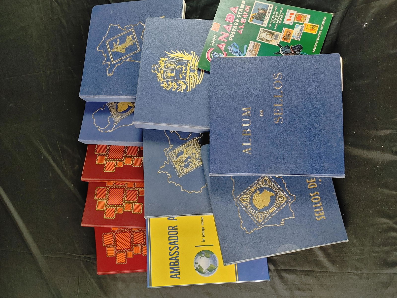 A 1871 to 1970s worldwide stamp accumulation in 10 albums, includes Spain, Cuba, Venezuela, France (1 of 10)