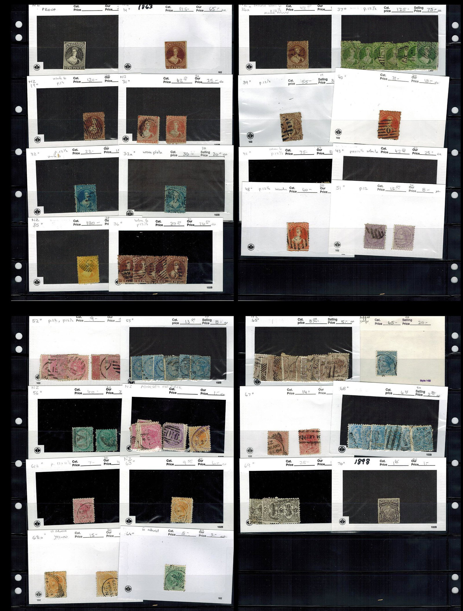 New Zealand 18631898 #14/#70 Used.: New Zealand 1863-1898 #14/#70 Used. A collection of used Victoria.Included; #19 , #35,7-#37,3-#41.Scott value$2345