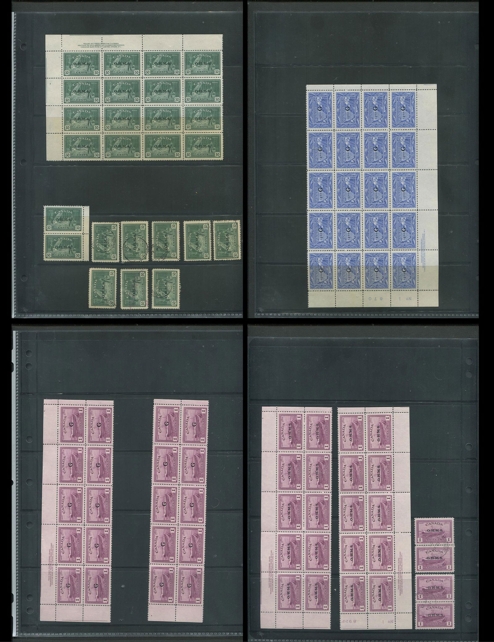 Canada OHMS overprints, 1949 to 1951, #O9 / #O27, a MNH and used selection, (1 of 5)