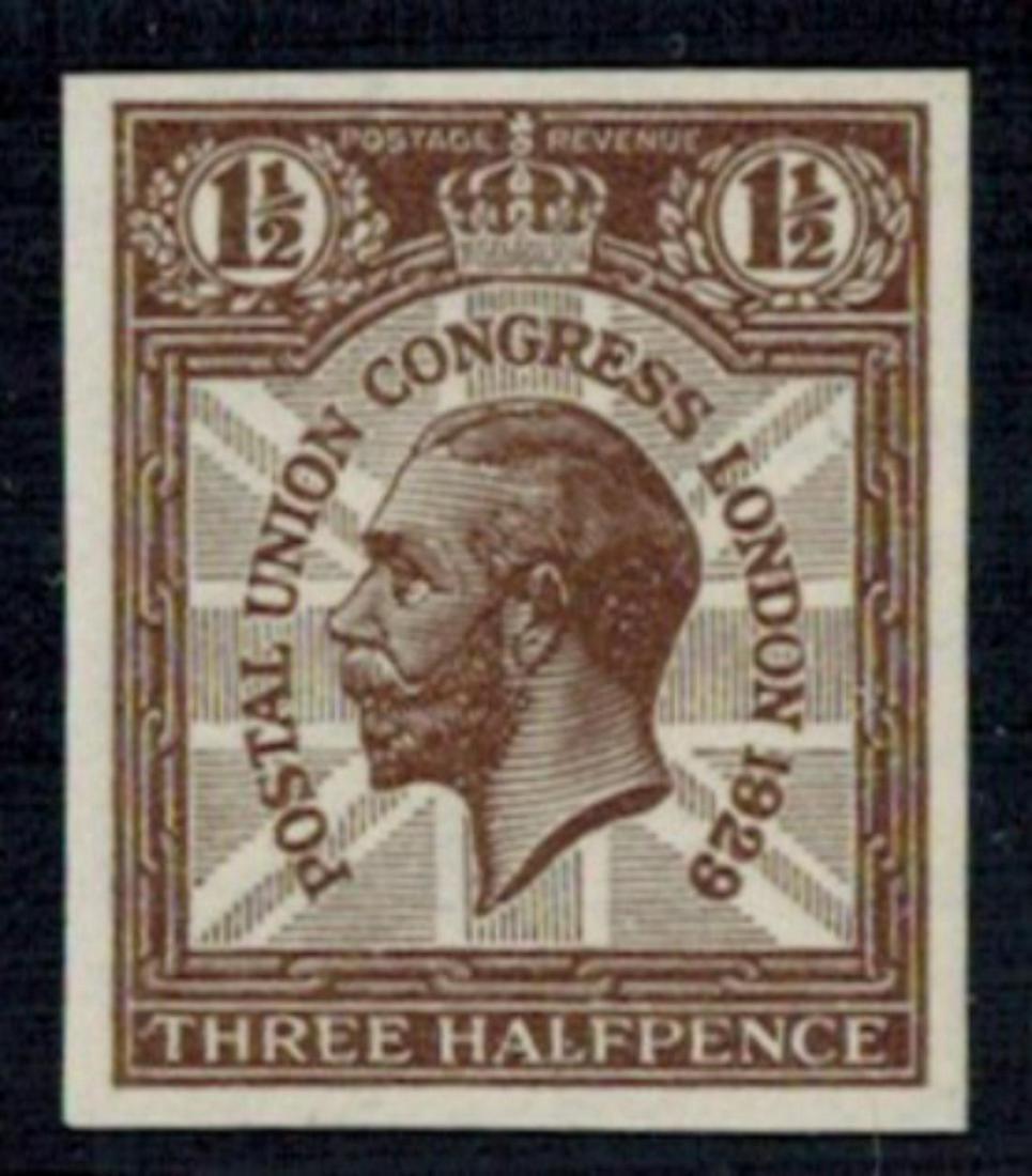 Great Britain 1929, #436a, 1 1/2d brown Postal Union Congress, Imprimataur MNH (1 of 3)