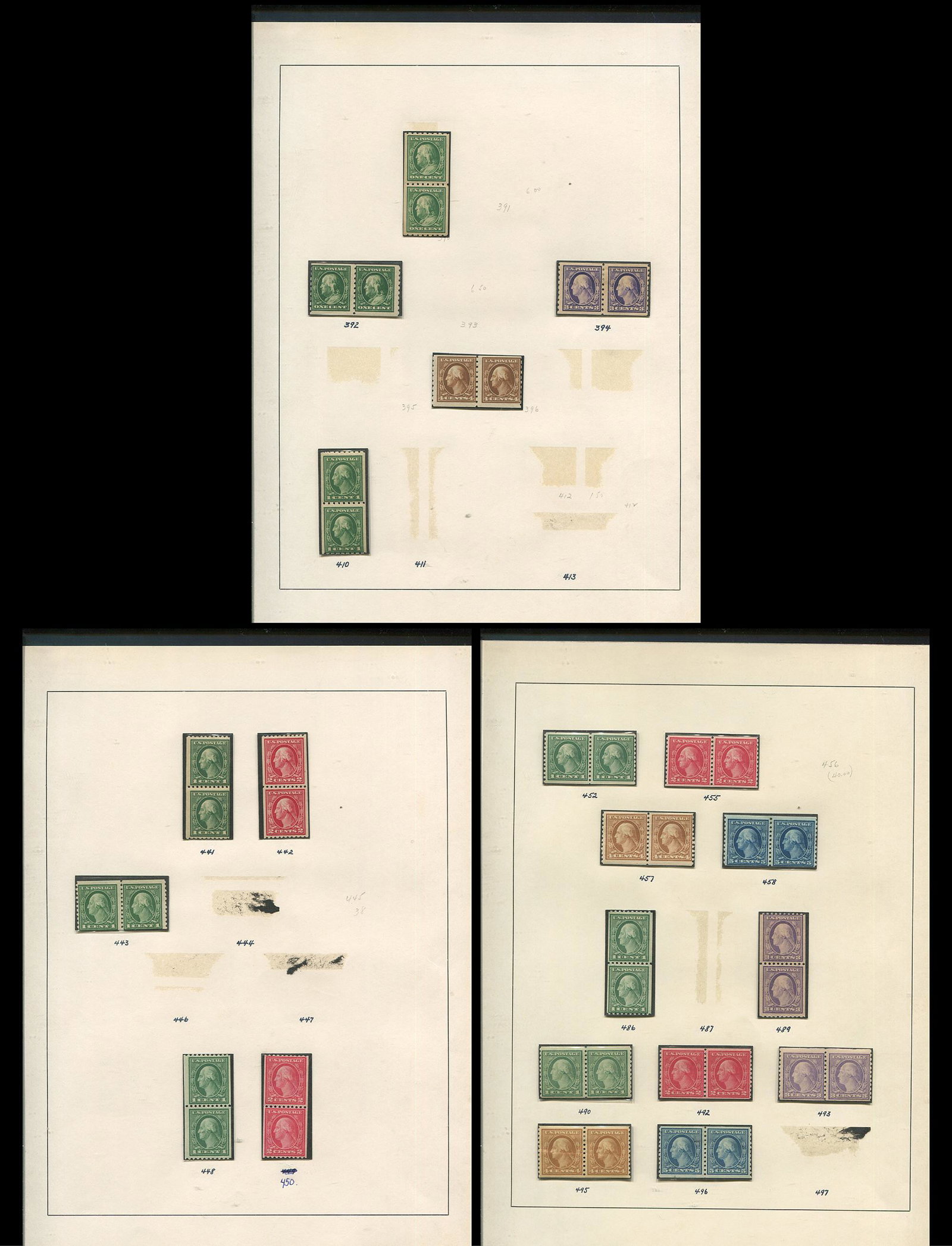 USA 1910-1919 #390/#496 Mint Pairs (1 of 4)