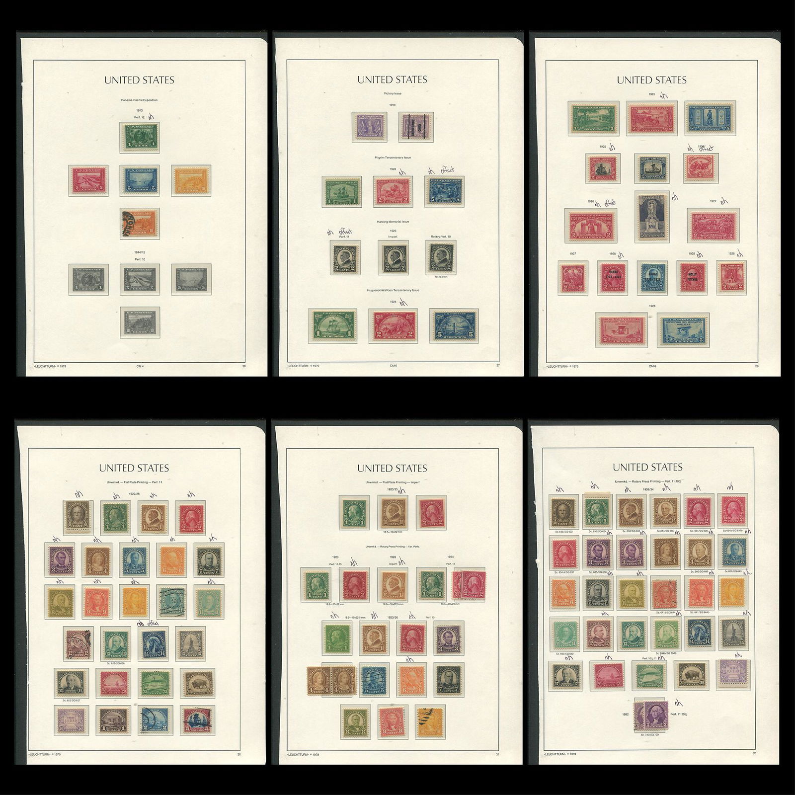 USA 1913-1932 #397/#720 Mint/Used/MNH: USA 1913-1932 #397/#720 Mint/Used/MNH. A fresh and attractive grouping on hingeless Lighthouse album pages. If appears unused without a notation, it is mint with original gum. Total Scott is over $950