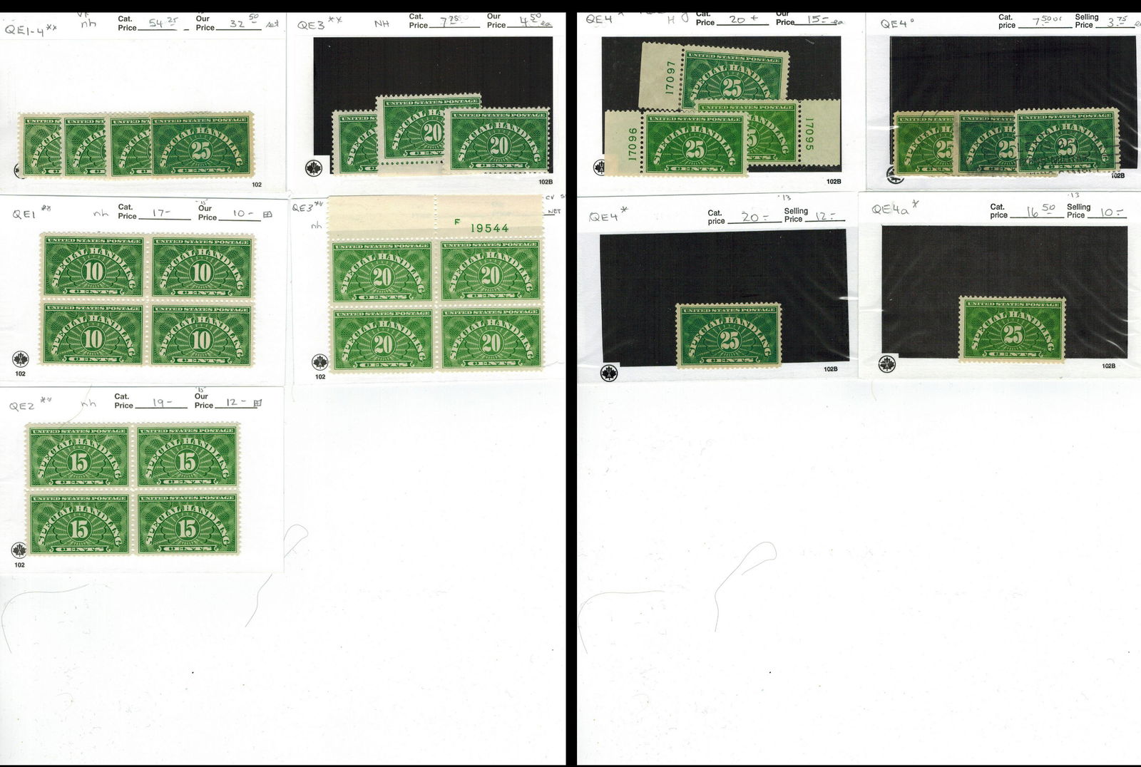 USA 1925-1928, #QE1 / #QE4a, a MH/MNH and used group of Special Handling Stamps, includes some (1 of 1)