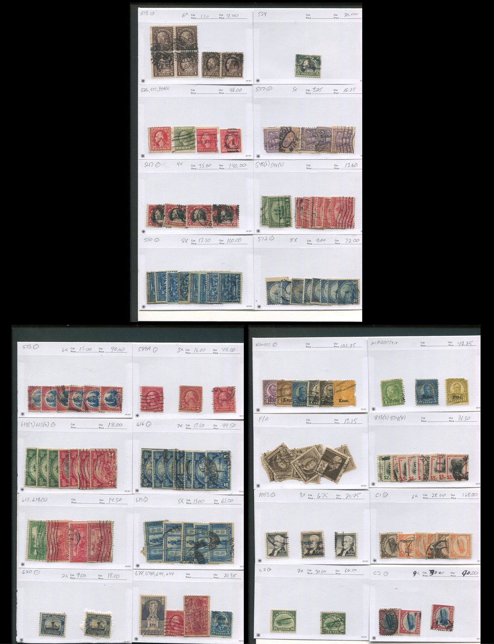 USA Stamp Dealer's Lot #518/#1053, #C1-#C3 (1 of 4)