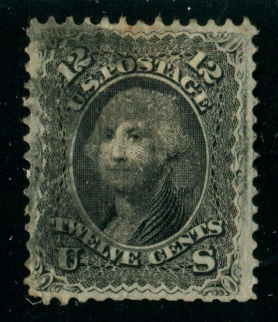 USA 1868 #97 12c Black Used Fine: USA 1868 #97 12c Black Used Fine. Closer at left but clear, few blunt perfs at bottom. Scott- $250.