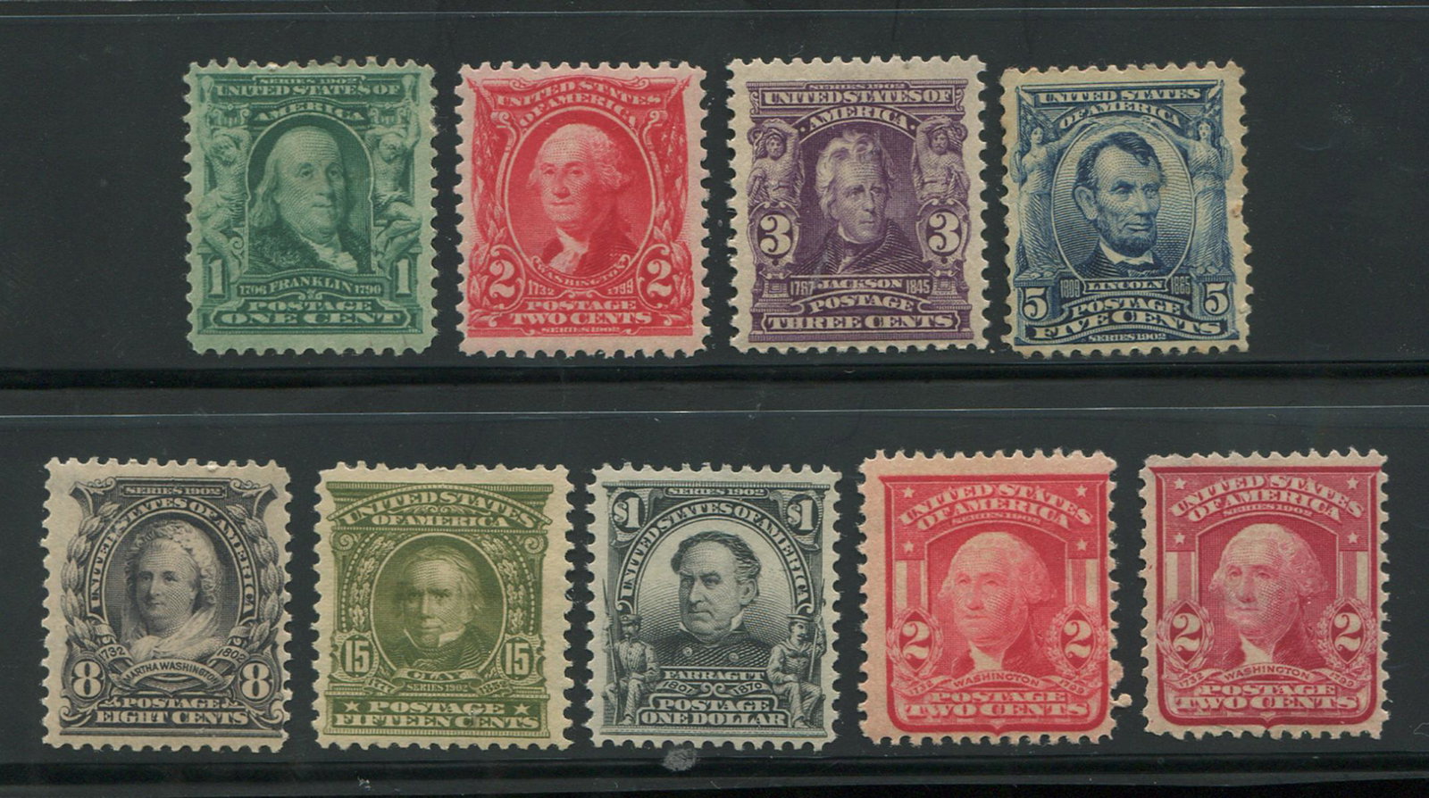 USA 1902-1903 #300/#319 Mint: USA 1902-1903 #300/#319 Mint. All mint, except #301 which is never hinged. Generally, f-vf throughout, and includes #311 ($600). Fresh and attractive. Total Scott- $1,006.