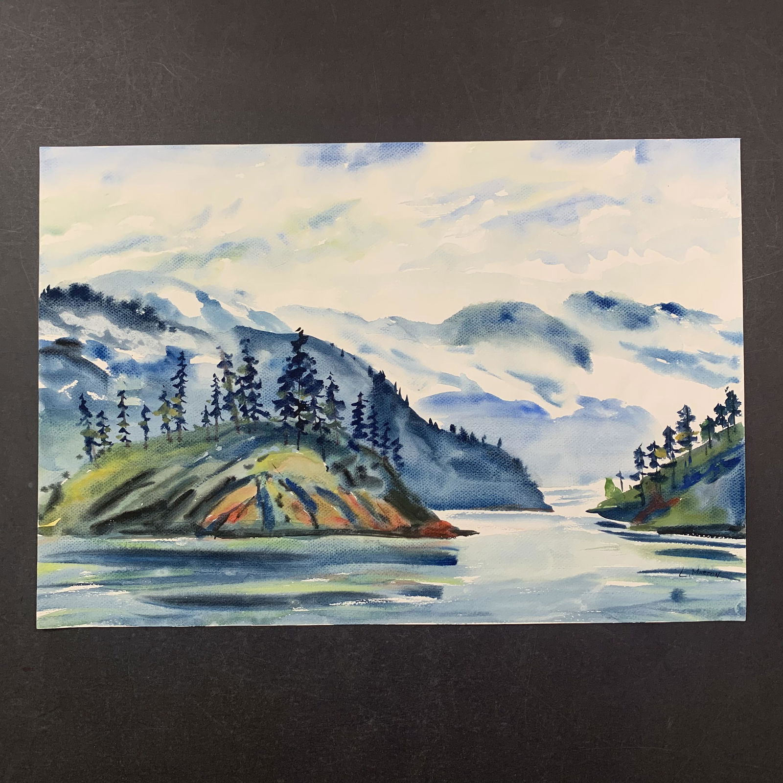 L. Marton' s "River Island" Original Print (1 of 1)