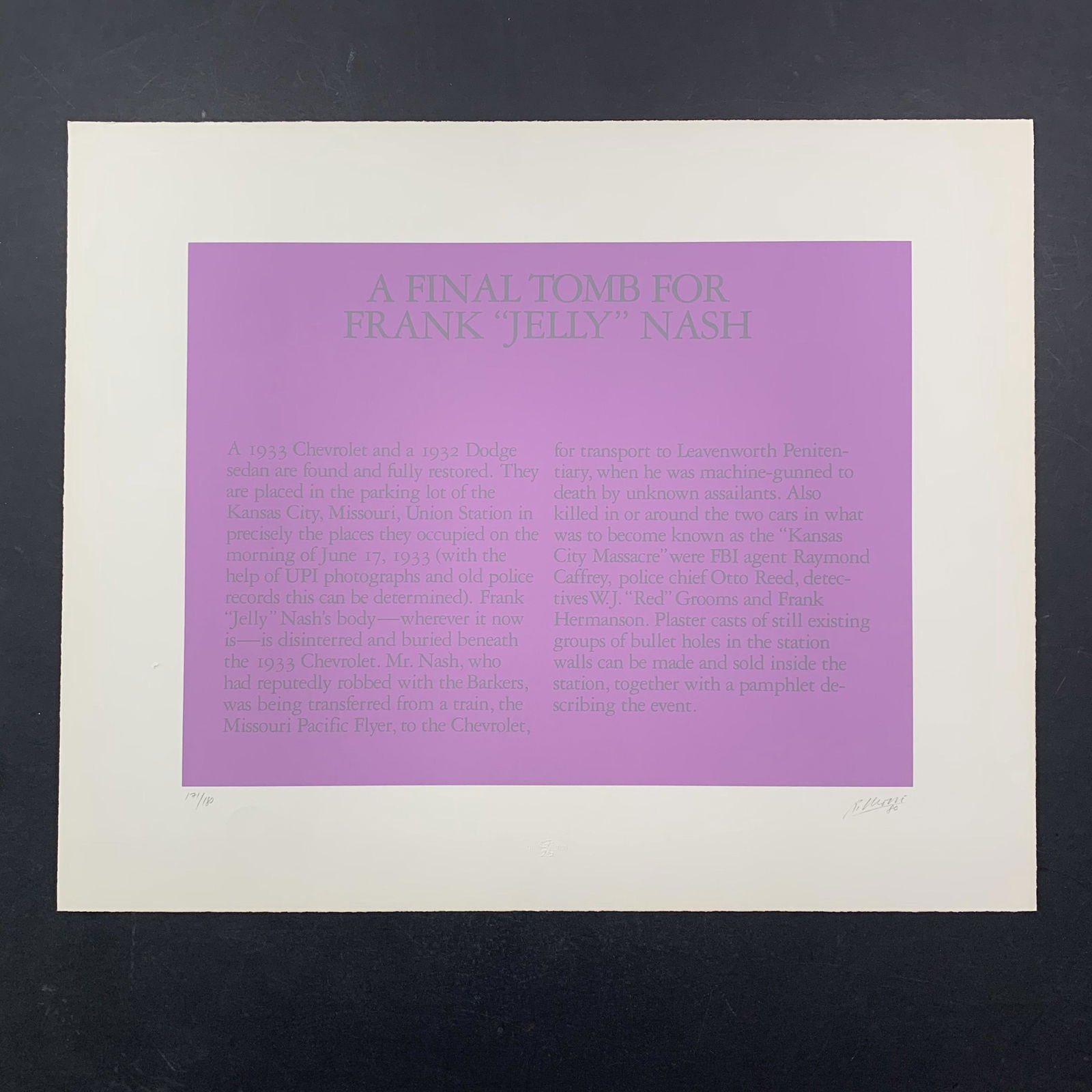 Robert Morris's "A Final Tomb for Frank "Jelly" Nash" Limited Edition Print (1 of 1)