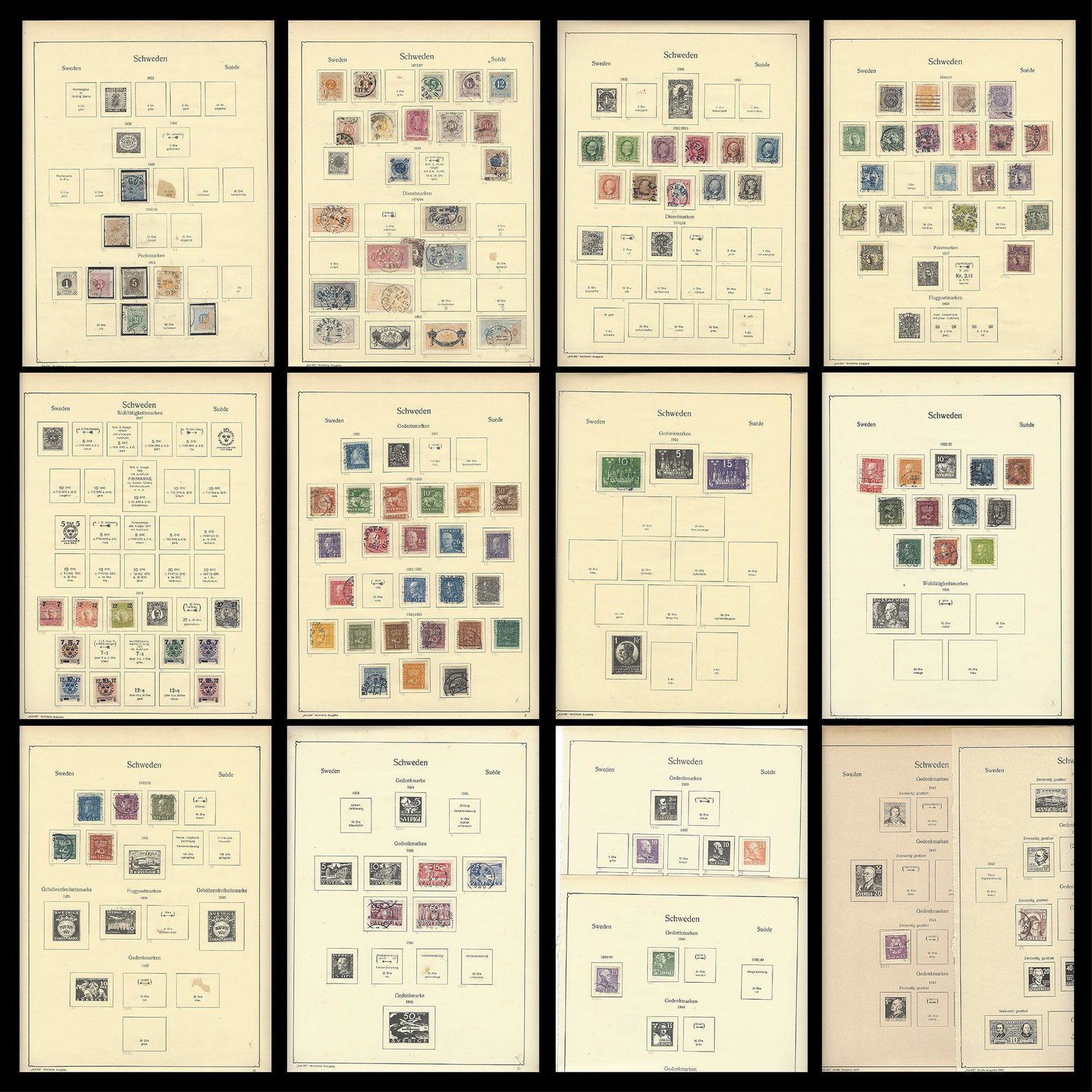 Sweden 1858-1943 #8/#342 Accumulation Mint/Used: A used (scattered with a couple mint) Sweden accumulation from 1858 to 1943 #8/#342, including some Dues. Includes used #13, #40, #34a, #36, #56-#65, Mainly Fine with some fine-very fine. Post 1900 al