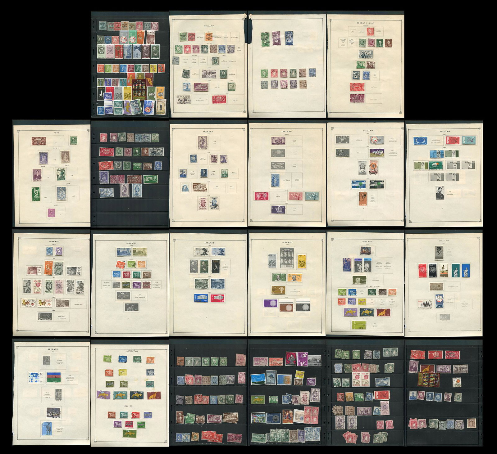 Ireland 1922 to 1978, #23 / #446, a MH and used accumulation on leaves and stocksheets,: Ireland 1922 to 1978, #23 / #446, a MH and used accumulation on leaves and stocksheets, Scott 2022 value $400+, some duplication, otherwise appears fine. Please note that anything post 1980 has not be