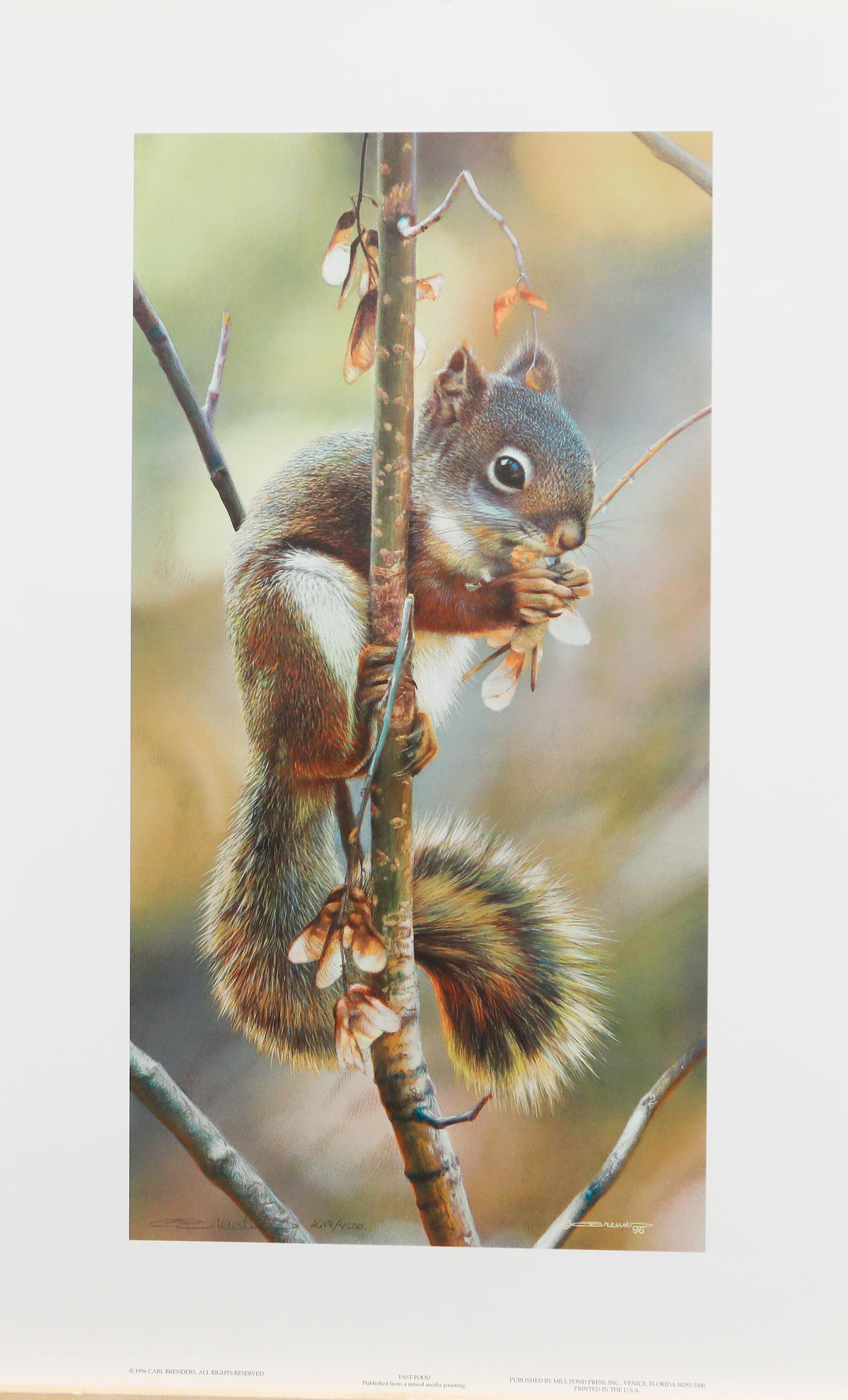 Carl Brenders' "Fast Food" Limited Edition Print: Carl Brenders' "Fast Food" limited edition print signed and numbered 2619/4500. This print is in mint condition and has never been framed. 16" x 8 1/2".