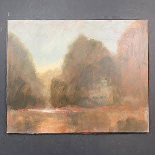 Richard Stipl's "English Park" Original Landscape: Richard Stipl's "English Park" Original Landscape on Canvas. The clearing in this forest seems to have a small pond. This piece is signed and titled on the back and is in excellent condition Image: 24