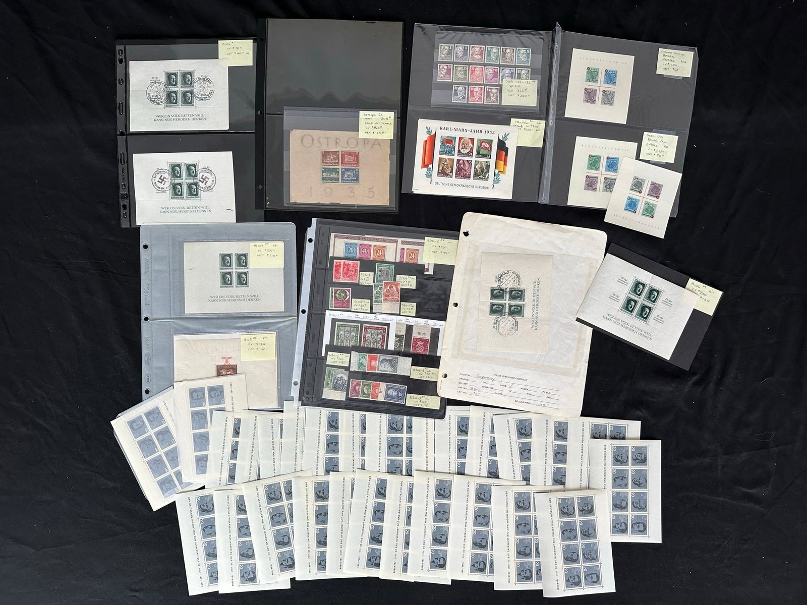 Germany Semi Postals, 1935-1949, #B68/B310, a MNH/MH and used group stock sheets (1 of 7)