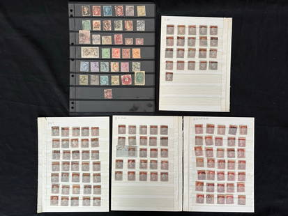 Great Britain 1840-1913 #1/#173 Stamp Collection: Great Britain 1840-1913 #1/#173 stamp collection. This is a collection of Great Britain postage that has many good stamps, including the #1 1 penny black, a key date #40 9p straw, #57 1867 5 shilling