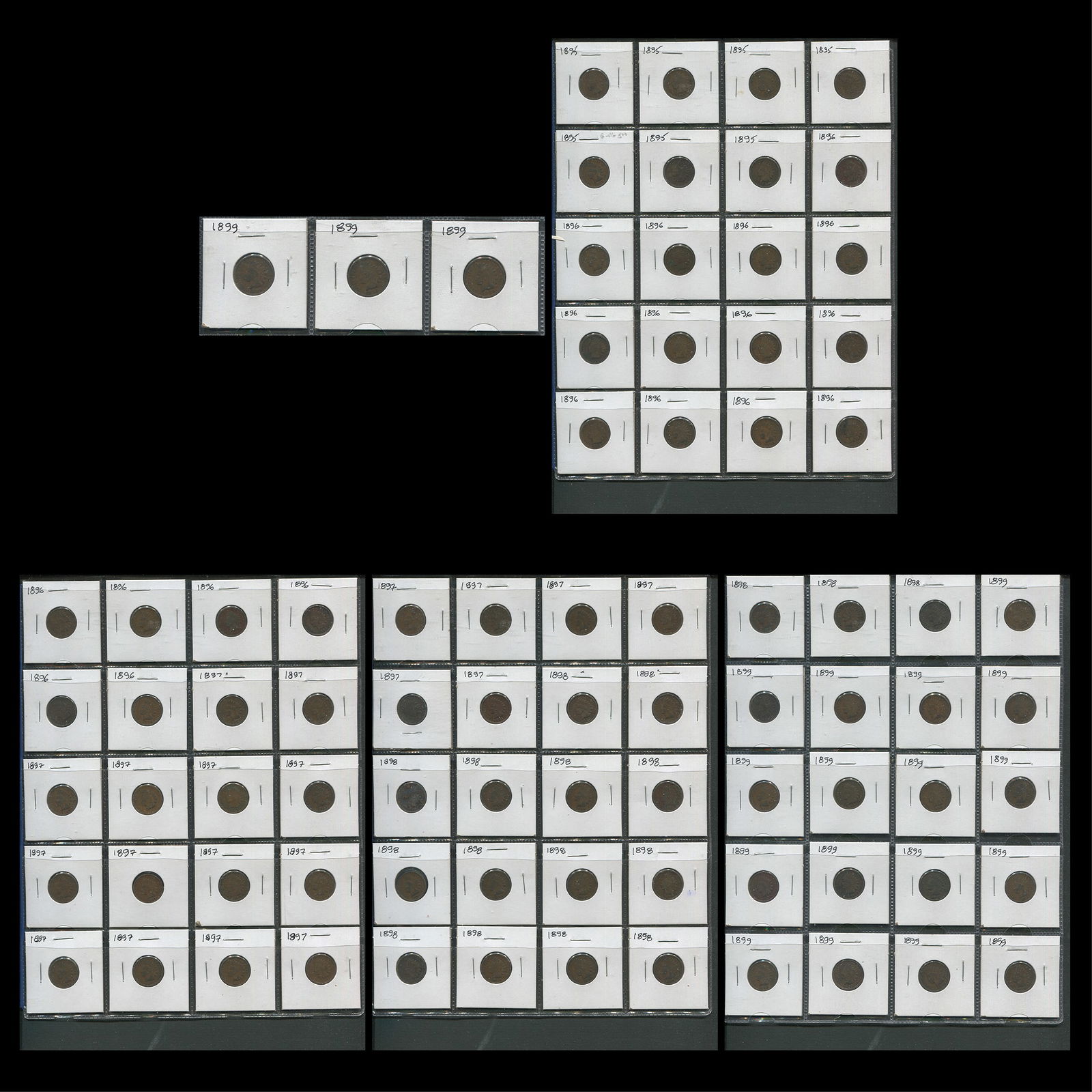 USA 1895-1899 Indian Head 1 Cent Copper Coin Collection (1 of 10)