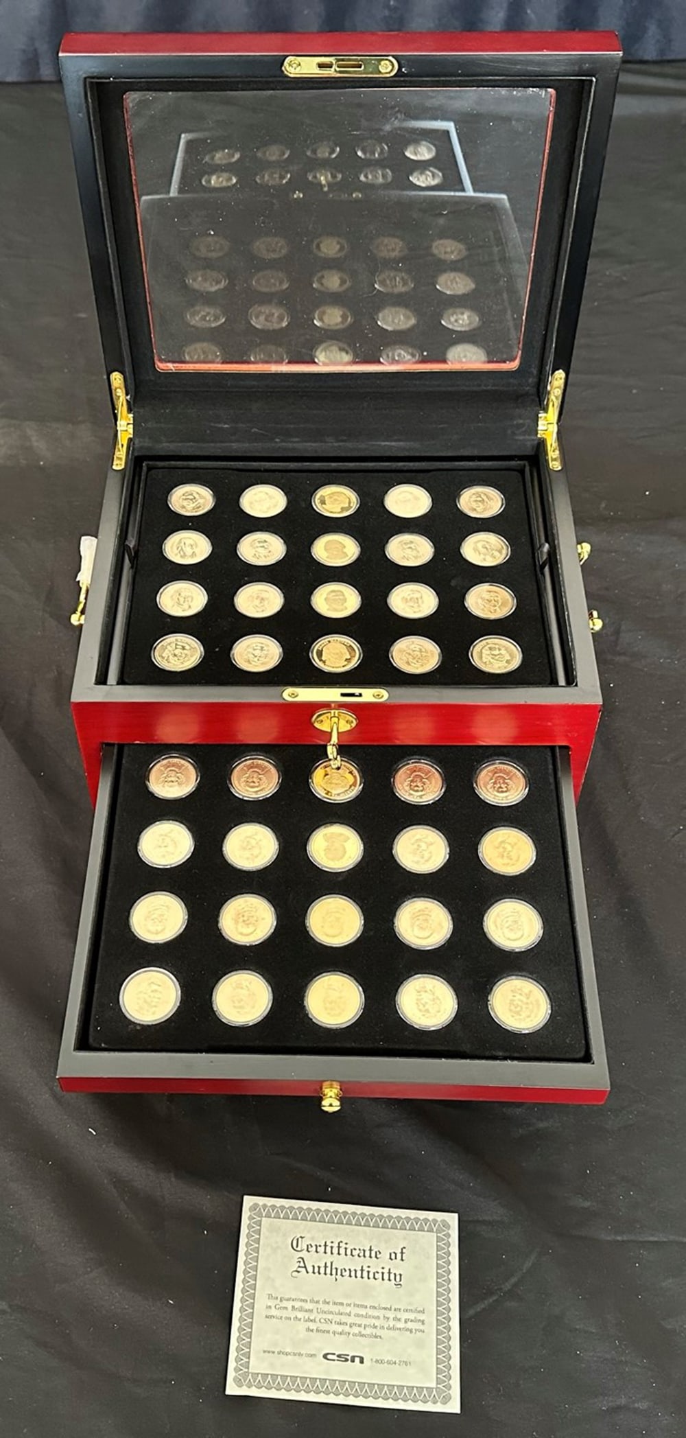 USA Presidents $1.00 Gem BU Coin Collection: This lot consists of 20 USA $1.00 Presidential coins, including James Munroe (5), John Quincy Adams (5), Andrew Jackson (5), Martin Van Buren (5), George Washington (5), John Adams (5), Thomas Jeffers