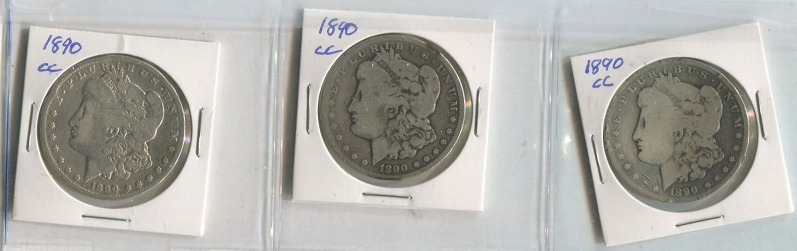 USA 3 1890 cc Silver Dollars G/VG (1 of 2)