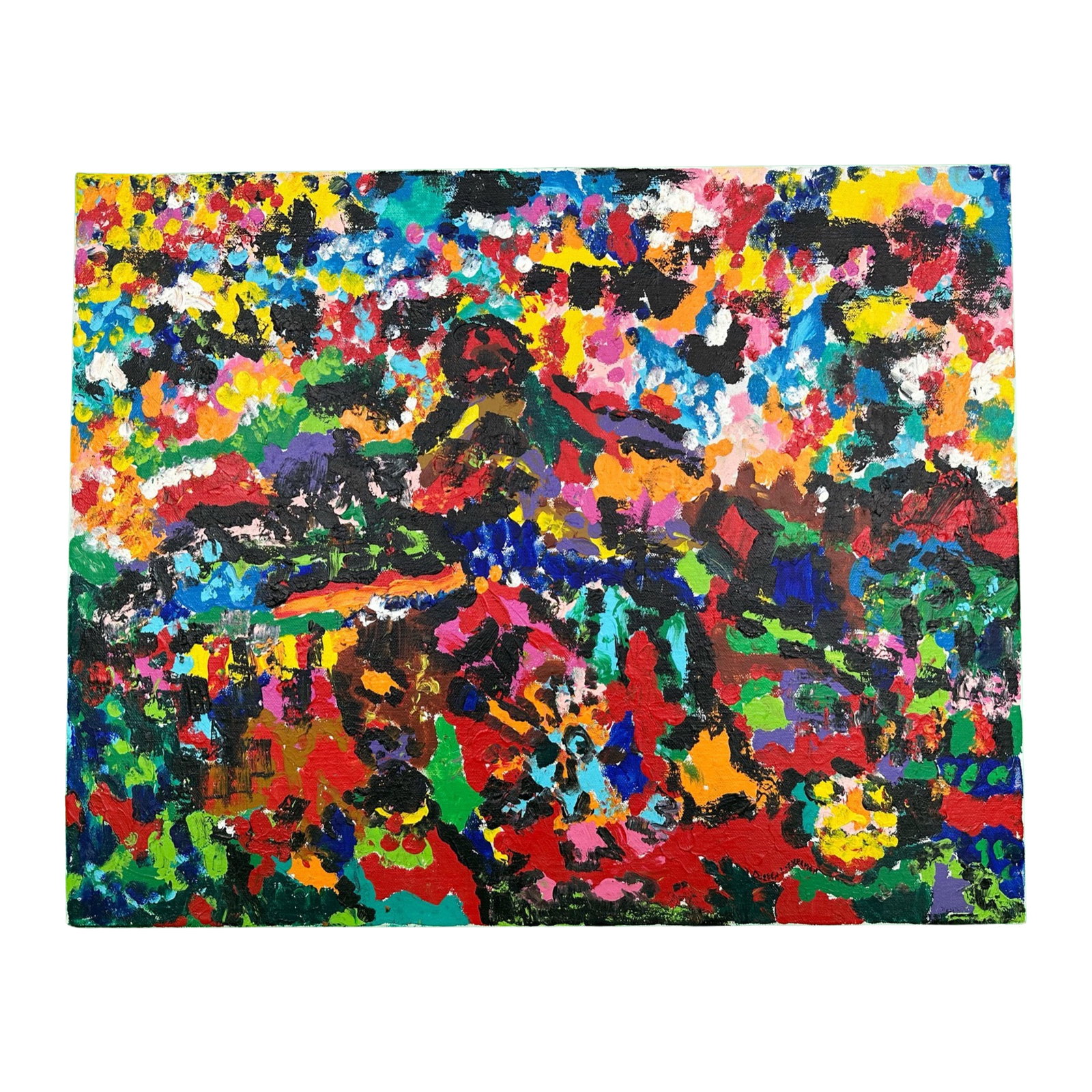 Original Abstract Painting: An original, acrylic on canvas painting, titled "Cotton", done in a colourful abstract style, signed lower right. Excellent condition. Fine Art, Abstract Painting Image: 16" x 20".