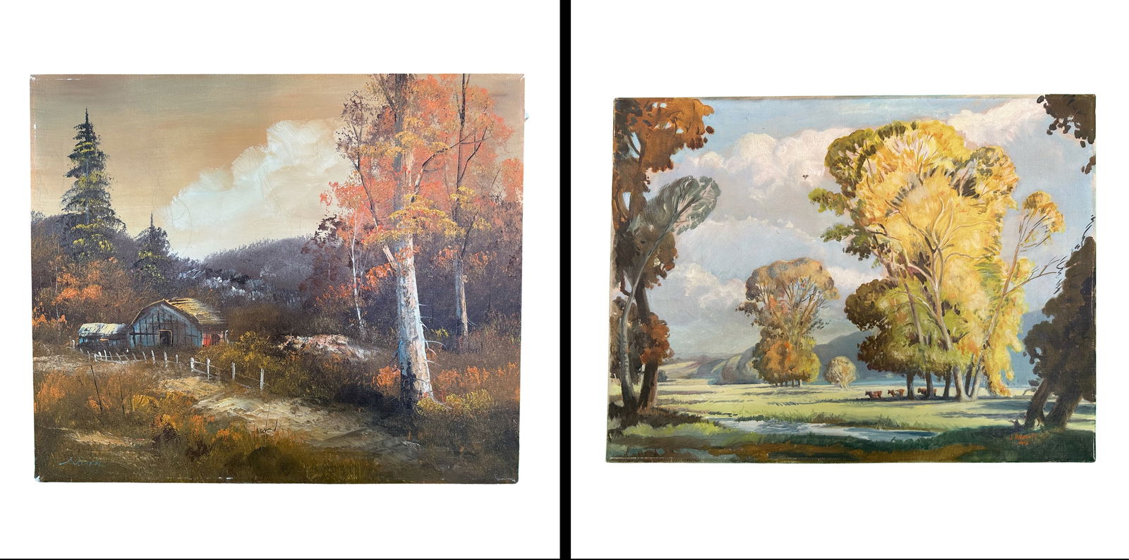 Pair of Vintage Original Acrylic on Canvas Landscape Paintings (1 of 5)
