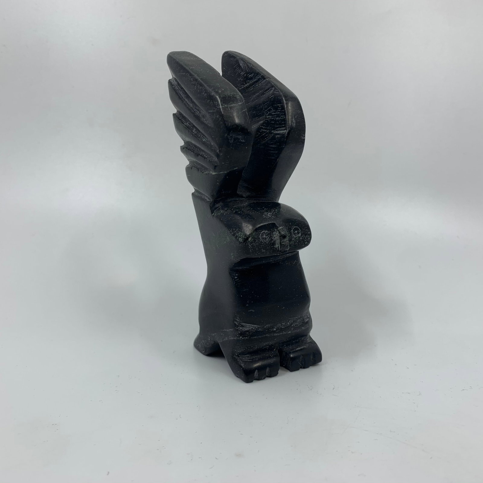 Allen Namonai's "Owl" Original Inuit Carving: Allen Namonai's "Owl" original aboriginal sculpture. Carved from stone, from the town of Iqaluit in 2020, and included with its certification tag from the government of Canada. This sculpture is in ex