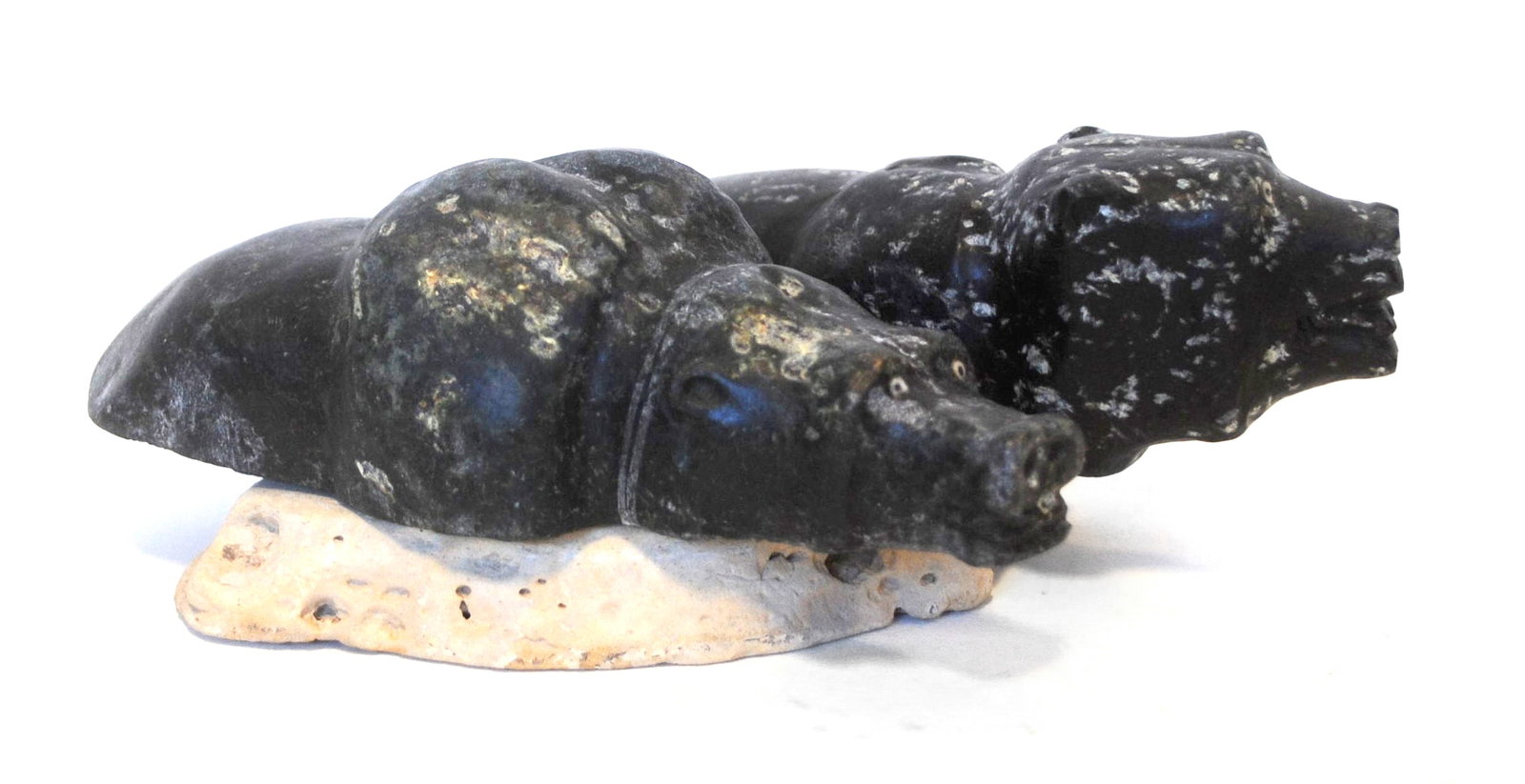 Andrew Porter's "2 Bears on Base" Original Inuit Carving: Andrew Porter's "2 Bears on Base" original inuit carving. Carved in 1997, from the community of Gjoa Haven, and included with its certificate of authenticity from the Government of Canada. 8 1/2" x 6"