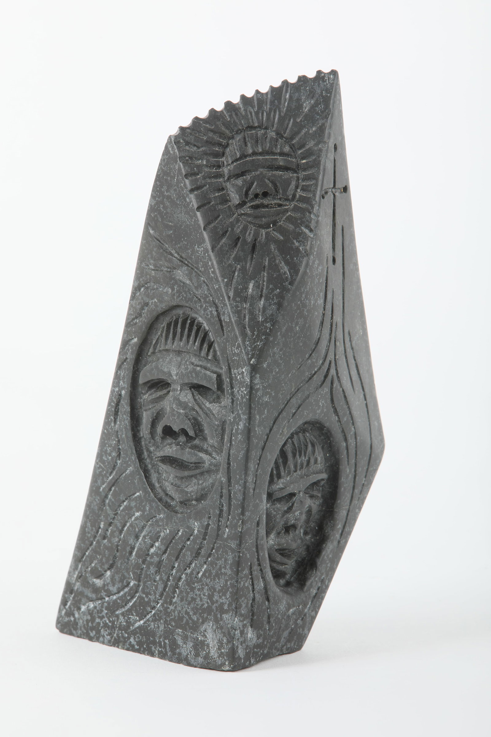 Simon Uttaq's "Spiritual Family" Original Inuit Carving: Simon Uttaq's "Spiritual Family" original Inuit sculpture. Carved from stone in 1991 from the community of Taloyoak. Included with its certificate of authenticity from the Government of Canada. Retail