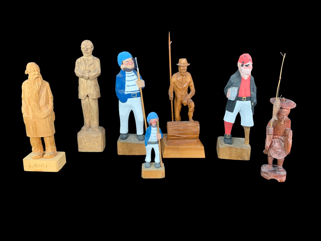 Hand Carved and Painted Wooden Statues (1 of 4)