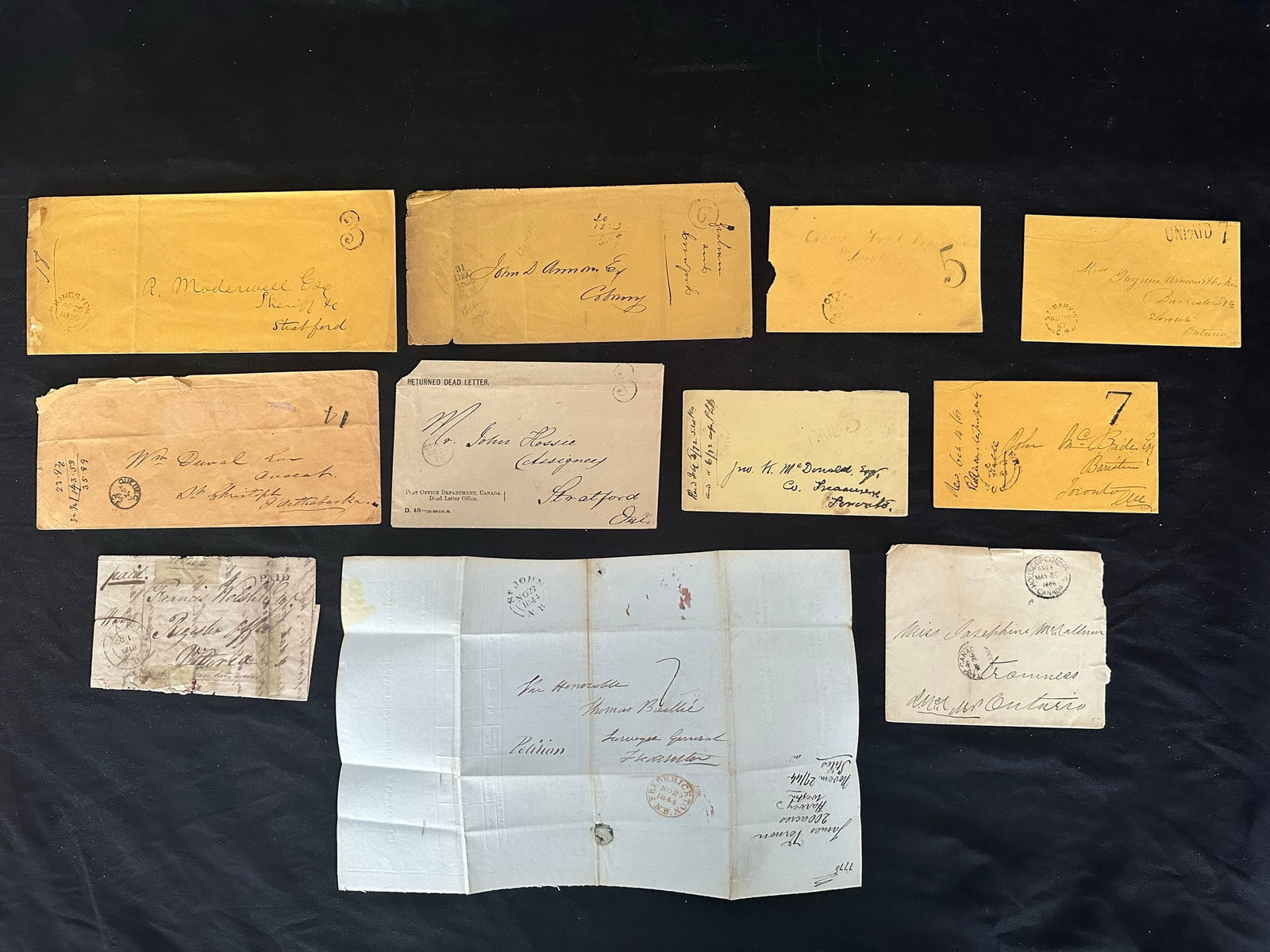 Canada 1840 to 1879, 11 Stampless Covers (1 of 5)