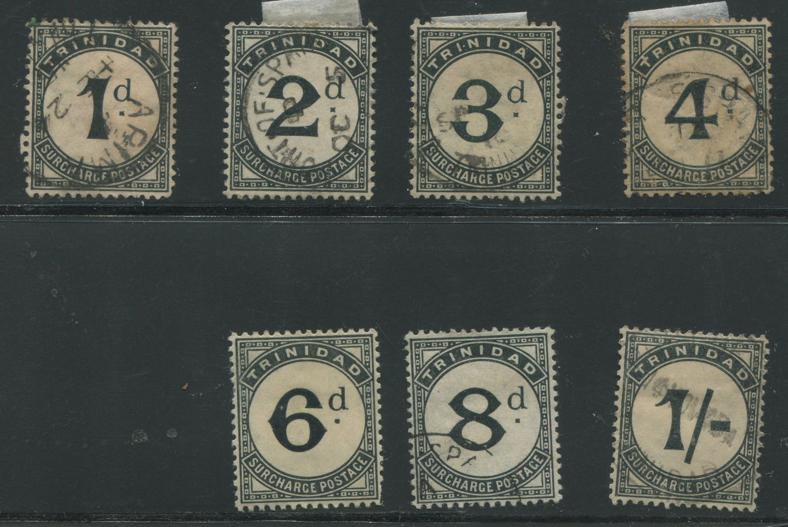 Trinidad 1923-14 #J1/#J8 Postage Dues in Black wmk type 4 (1 of 1)