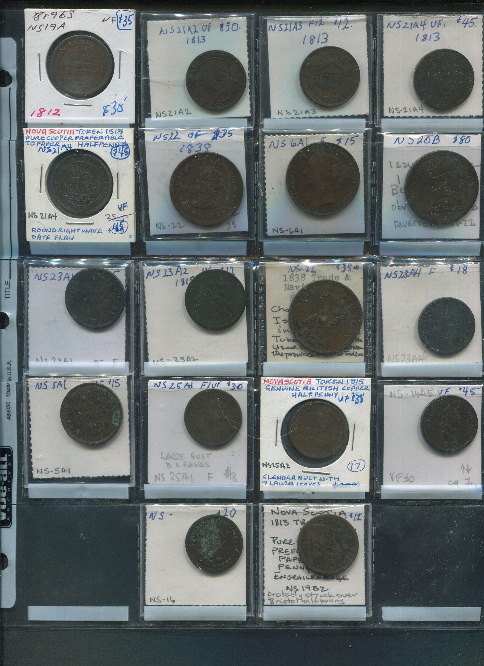 Nova Scotia 1812 - 1857 1/2 Penny Token Collection (1 of 2)