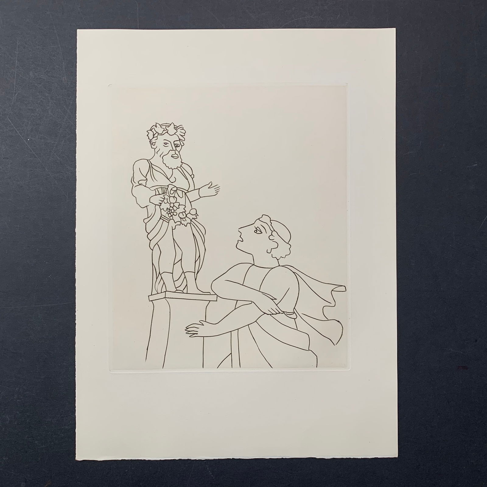 Andre Derain, Untitled, Illustration Engraving From "Le Satyricon": Andre Derain, Untitled, Illustration engraving from the book "Le Satyricon". This piece is in excellent condition. Image: 9 3/4" x 11 1/2". Paper: 13" x 17 1/2".