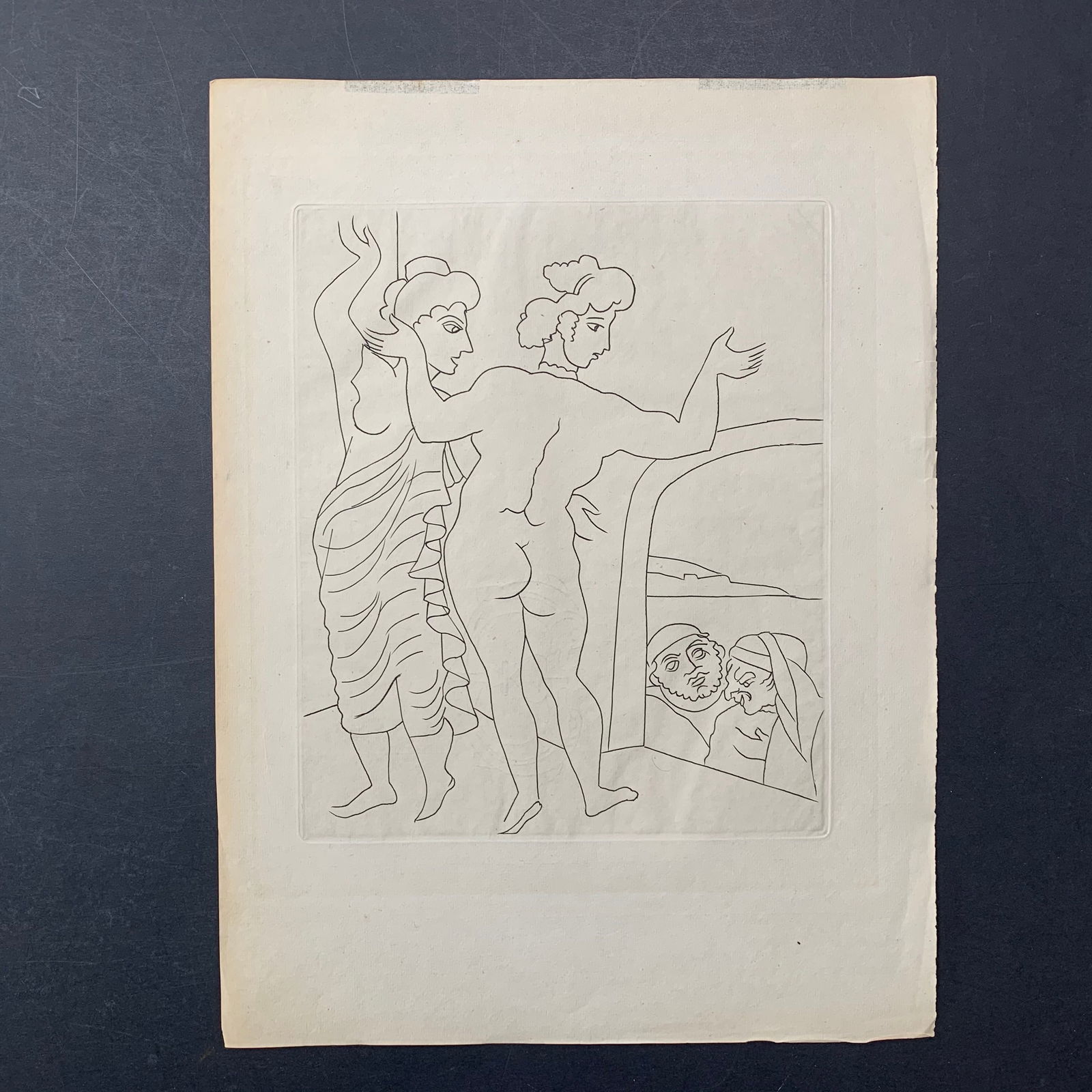 Andre Derain, Untitled, Illustration Engraving From "Le Satyricon": Andre Derain, Untitled, Illustration engraving from the book "Le Satyricon". This piece is in excellent condition. Image: 9 3/4" x 11 1/2". Paper: 13" x 17 1/2".