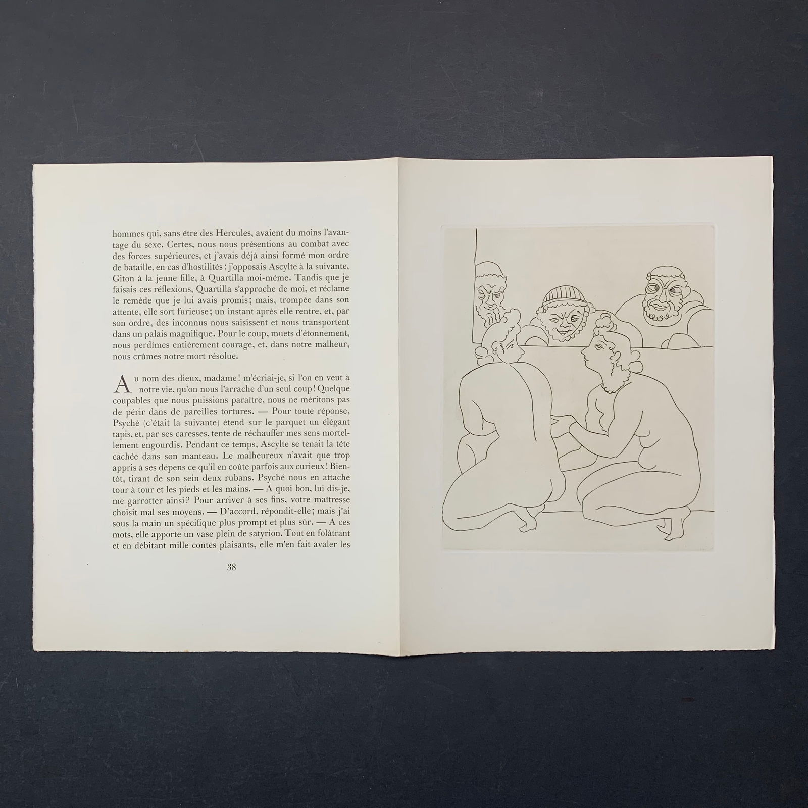 Andre Derain, Untitled, Illustration Engraving From "Le Satyricon": Andre Derain, Untitled, Illustration engraving from the book "Le Satyricon". This piece is in excellent condition. Image: 9 3/4" x 11 1/2". Paper: 13" x 17 1/2".